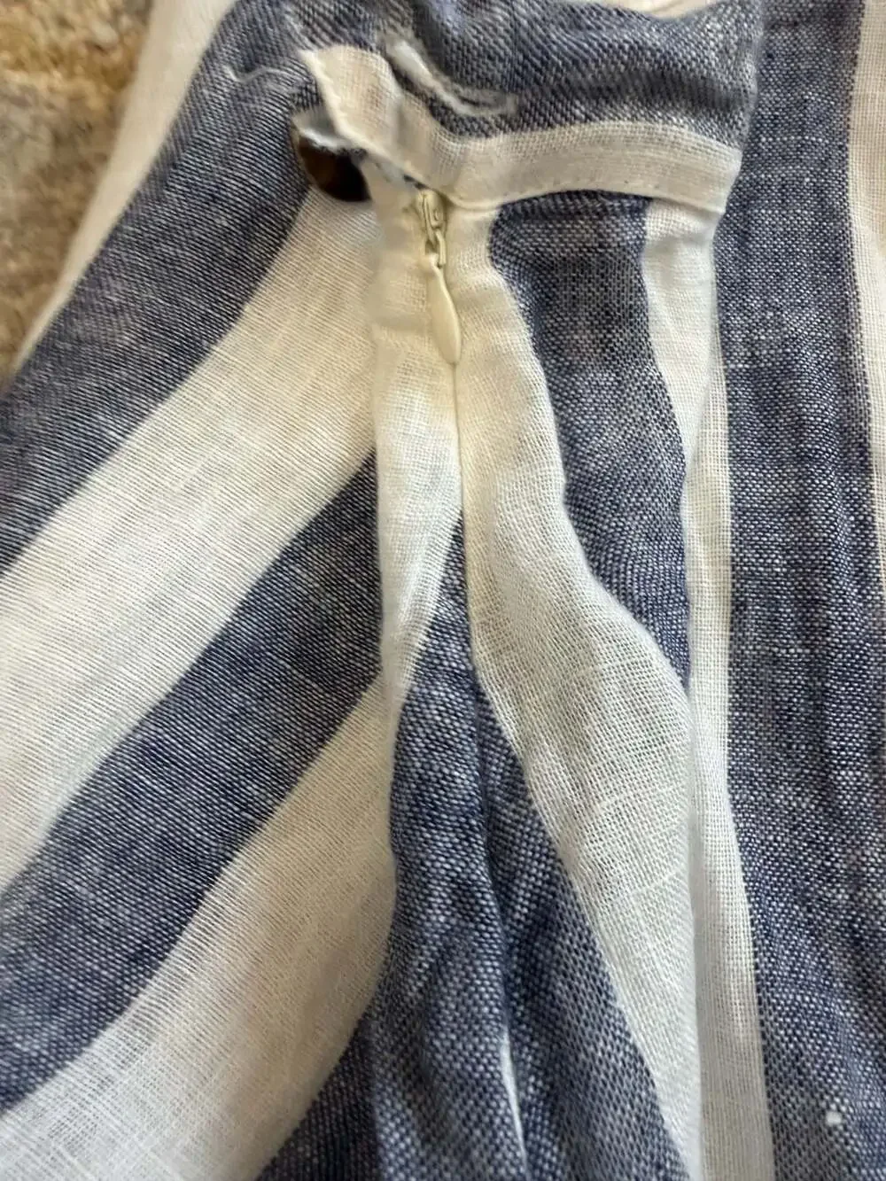 Azucar Blue and White Striped Linen Handkerchief Hem Skirt